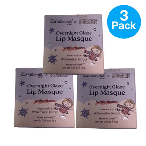 The Crème Shop x Peanuts Overnight Glaze Lip Masque Watermelon 3 Pack New