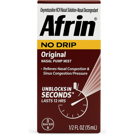 Afrin No Drip Nasal Spray 15mL – Original Formula | Exp 01/2026 | New