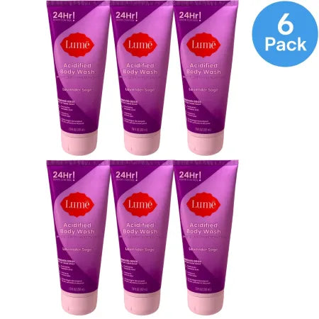 Lume Acidified Body Wash Lavender Sage 7oz 24Hr Odor Control 6 Pack