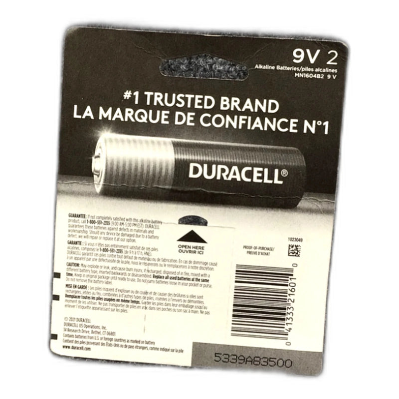 Duracell 9V Batteries Alkaline Fresh Exp 2030 Pack of 2 New