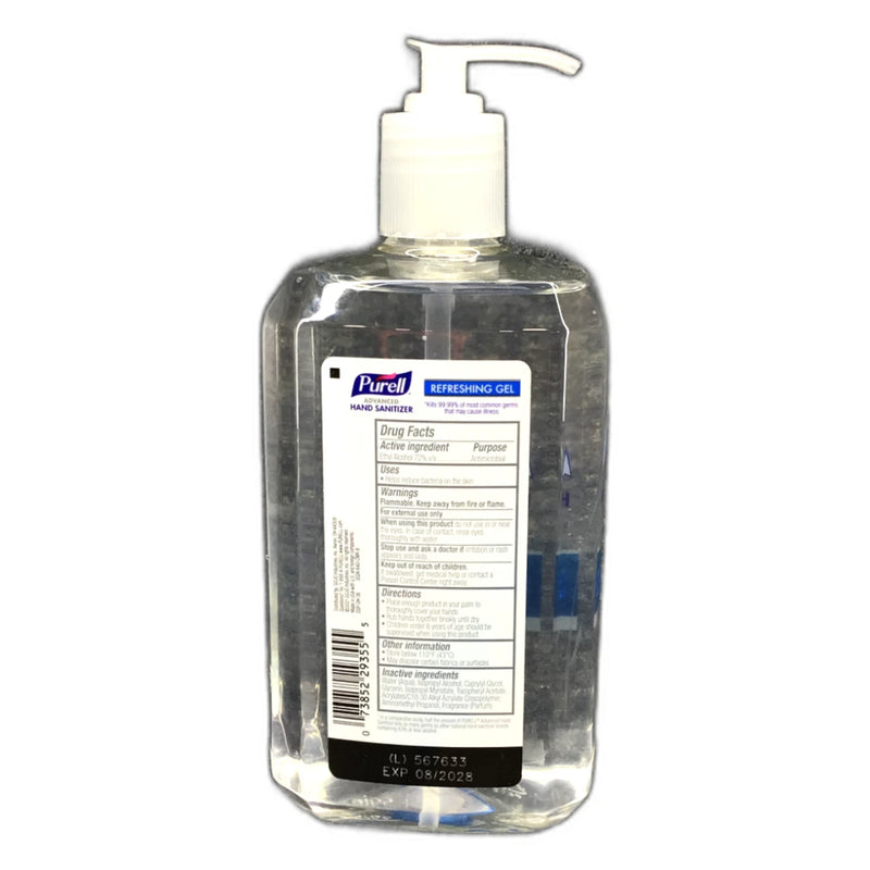 Purell Advanced Hand Sanitizer Refreshing Gel 24oz Pump Exp 08/28 Pack of 4 New