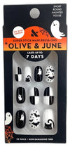 Olive & June Super Stick Press Nails SHORT Round Haunted House Pack of 4 New