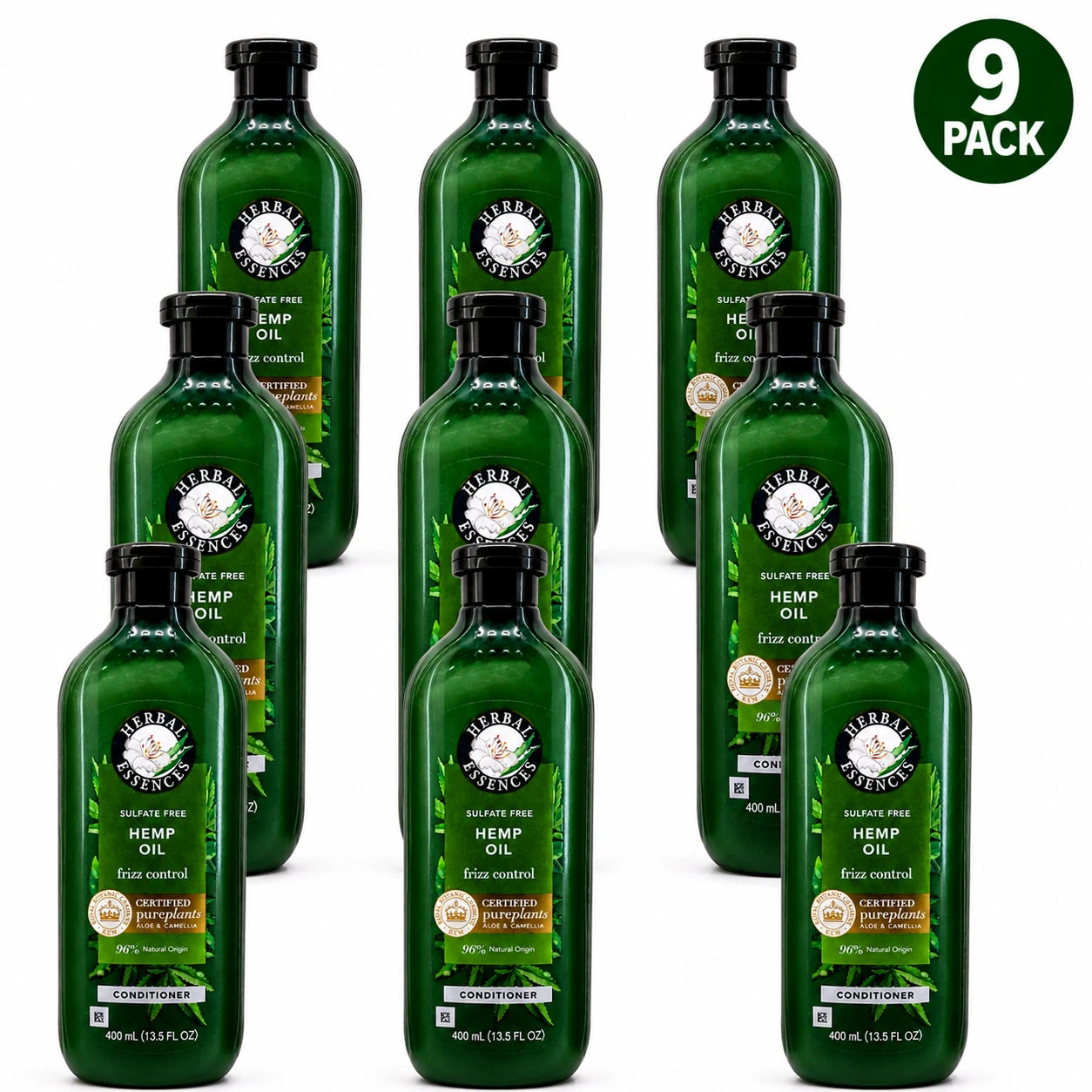 Herbal Essences Sulfate Free Hemp Oil Conditioner Frizz Control 13.5 fl oz 9 Pk