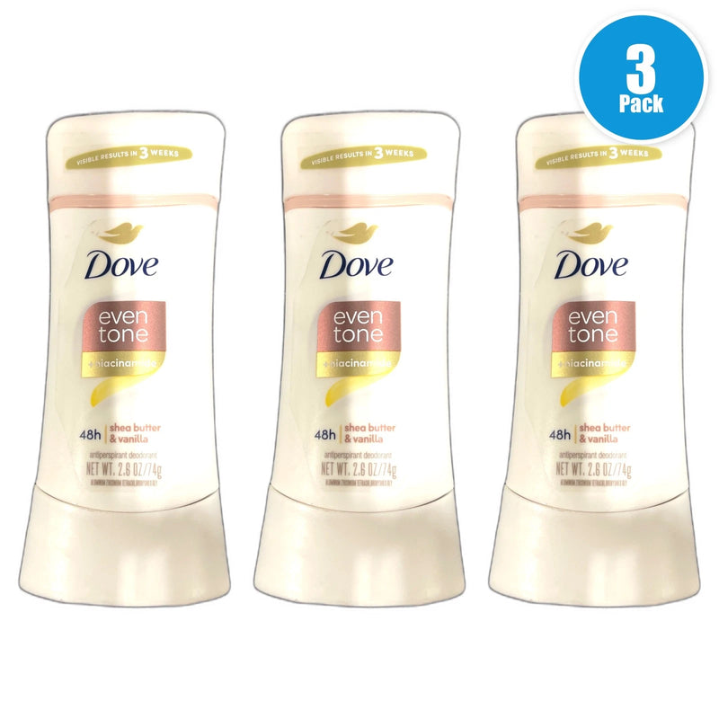 Dove Antiperspirant Deodorant Stick Even Tone Shea 48h Exp 01/28 Pack of 3 New