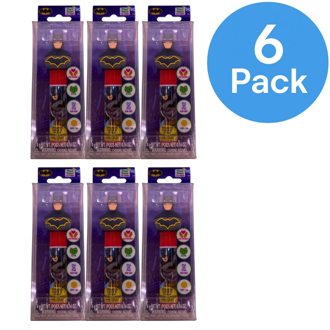Batman Watermelon Flavored Lip Balm with 3D Topper, Plant Based & Vegan (6 Pack)