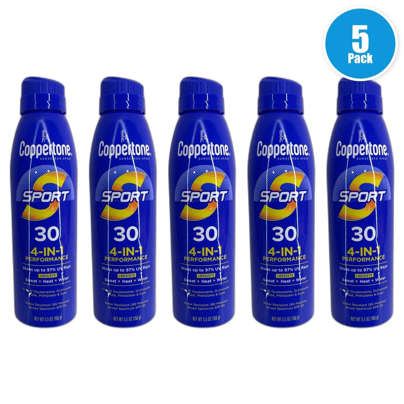 Coppertone Sport Continuous Sunscreen Spray SPF 30 Exp 03/27 Pack of 5 New