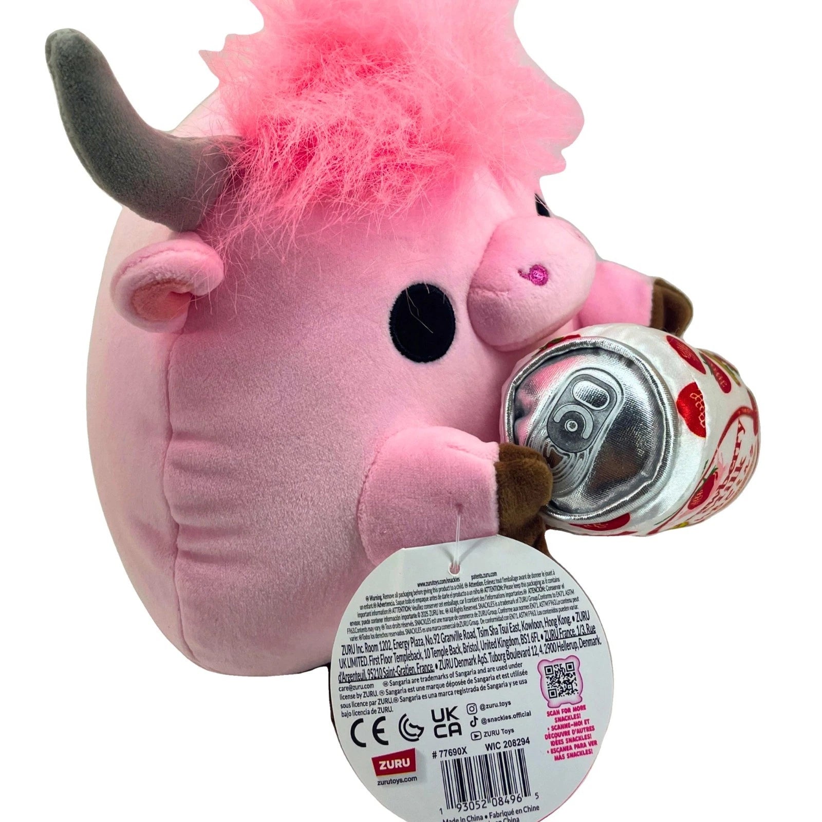 Zuru Snackles Super Sized 14" Pink Highland Cow Strawberry Milk Plush 3 Pack 3