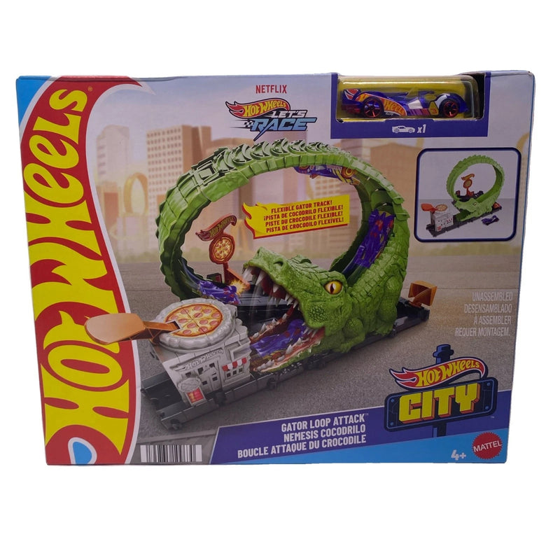 Hot Wheels City Gator Loop Attack Track Set 1 Vehicle New