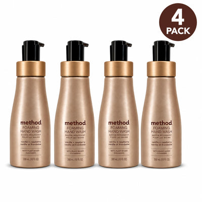 Method Foaming Hand Wash Vanilla Raspberry Plant-Based Cleansers 4 Pack bottle