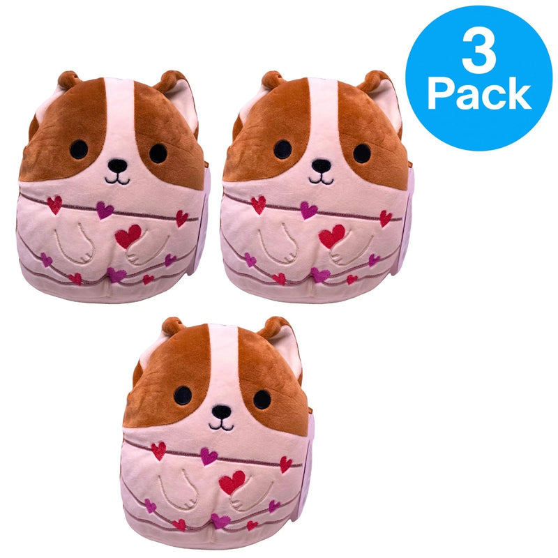 Squishmallows Regina the Corgi Valentine - 5" Plush - Dog with Hearts - 3 Pack
