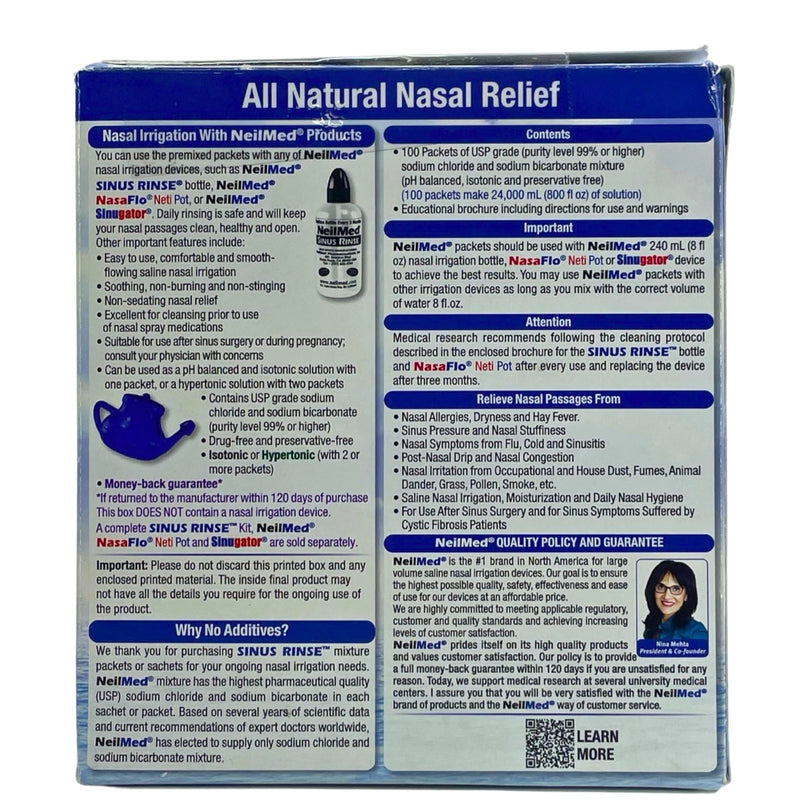 NeilMed Sinus Rinse All Natural Saline Nasal Irrigation Packets 100 Ct 3 Pack