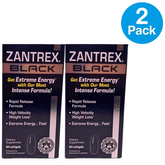 Zantrex Black High Velocity Weight Loss 84 Softgels 2 Pack supplement bottles