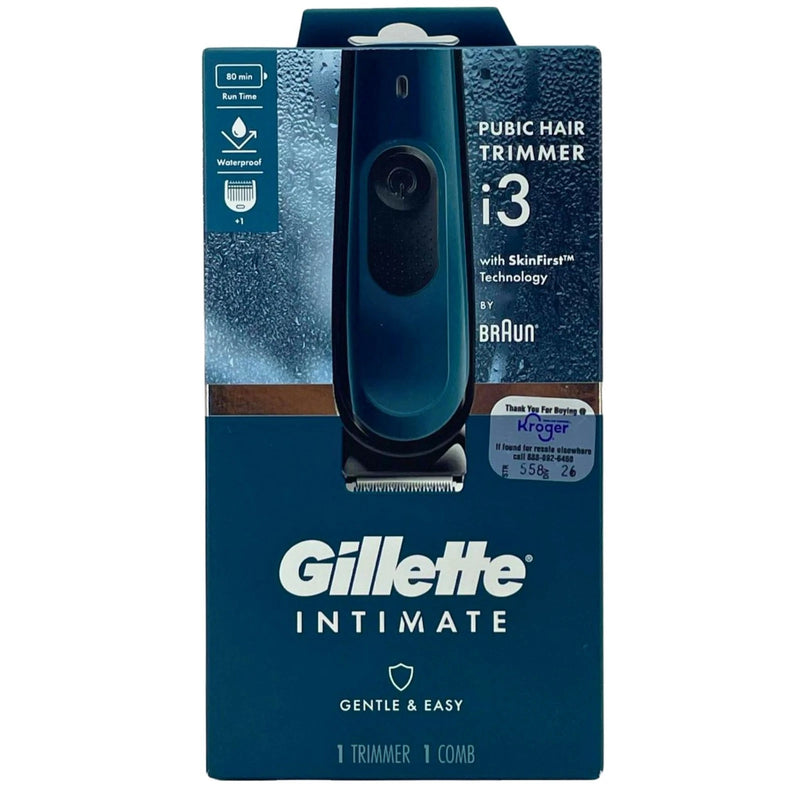 Gillette Intimate Pubic Hair Trimmer i3 Waterproof SkinFirst Technology 1 Count