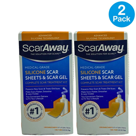 ScarAway Medical-Grade Silicone Scar Sheets & Scar Gel Complete Kit 2 Pack New