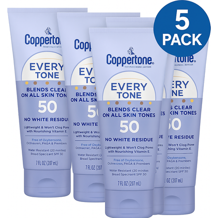 Coppertone Every Tone Sunscreen Lotion SPF 50 7 oz – 5 Pack – Exp 11/2025 – New