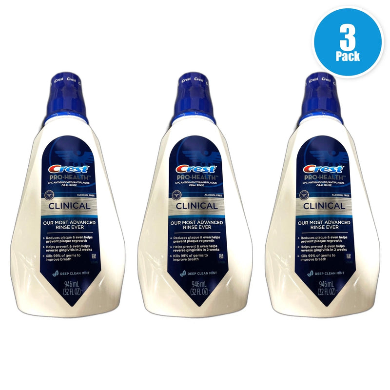 Crest Pro-Health Clinical Alcohol Free Mouthwash 946mL Exp 11/27 Pack of 3 New
