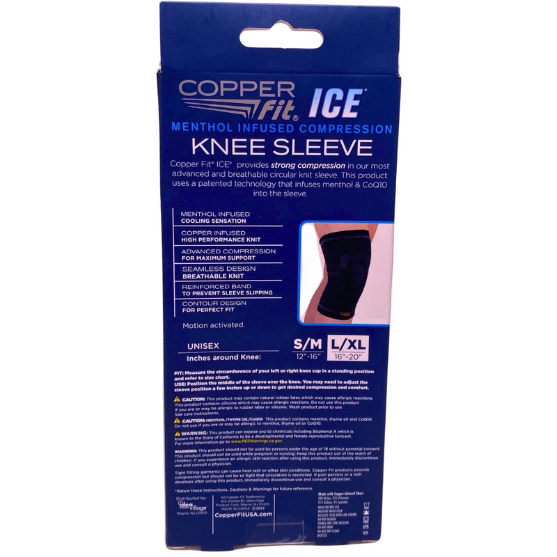Copper Fit ICE Knee Sleeve Menthol Infused Circular Knit Unisex L/XL 1 Pack New