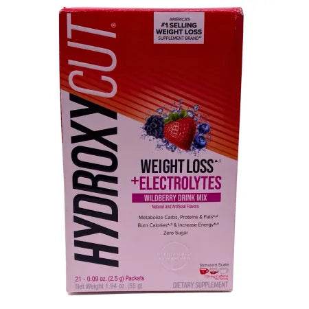 Hydroxycut Weight Loss + Electrolytes Wildberry Drink Mix - 21 Packets - New