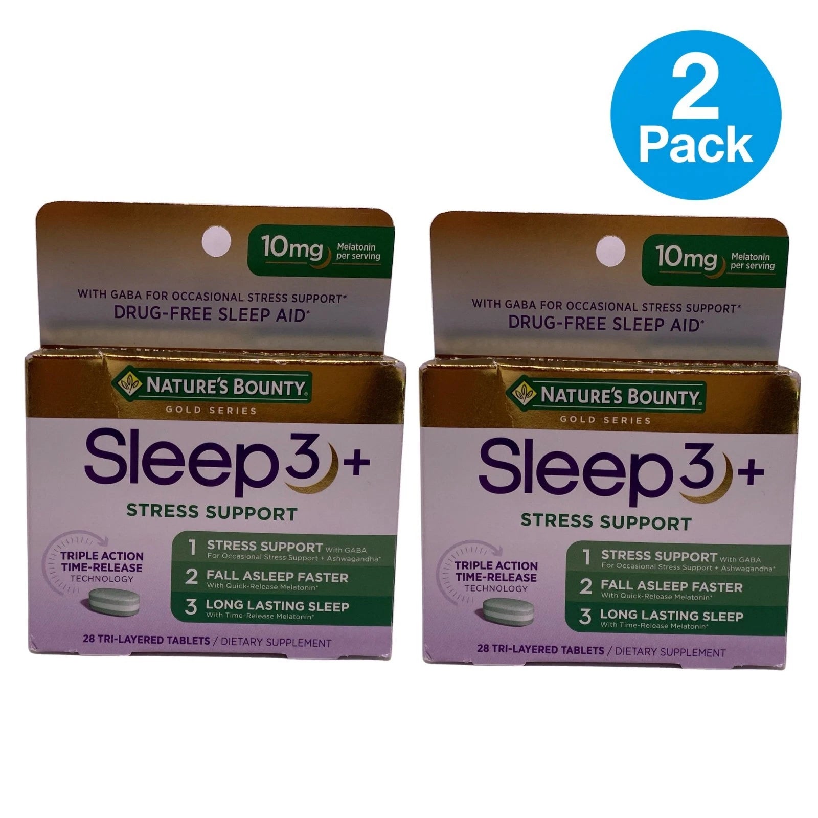 Nature's Bounty Sleep3+ Stress Support 10mg 2 Pack EXP 02/27