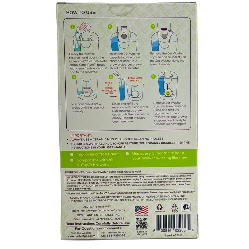 Perfect Pod Café Pure K-Brewer Cleaning Kit for Keurig K-Cup Brewers 2 Pack Bund