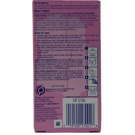 Biore Nose + Face Deep Cleansing Pore Strips Value Size 24ct 3 Pack