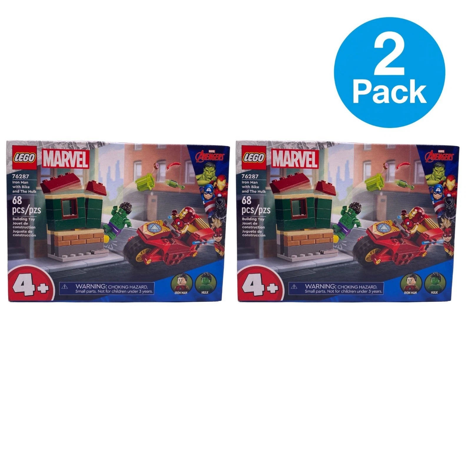 LEGO Marvel Iron Man with Bike and Hulk 76287 2 Pack New