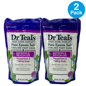 Dr Teal's Cooling Foot Soak Peppermint Baking Soda 2 lbs 2 Pack New