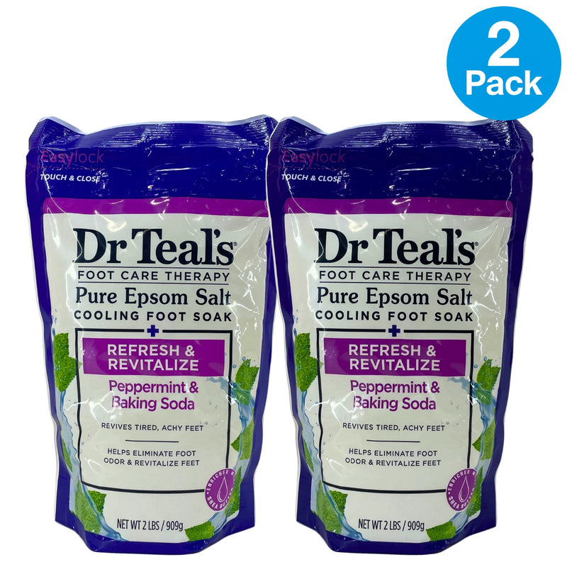 Dr Teal's Cooling Foot Soak Peppermint Baking Soda 2 lbs 2 Pack New
