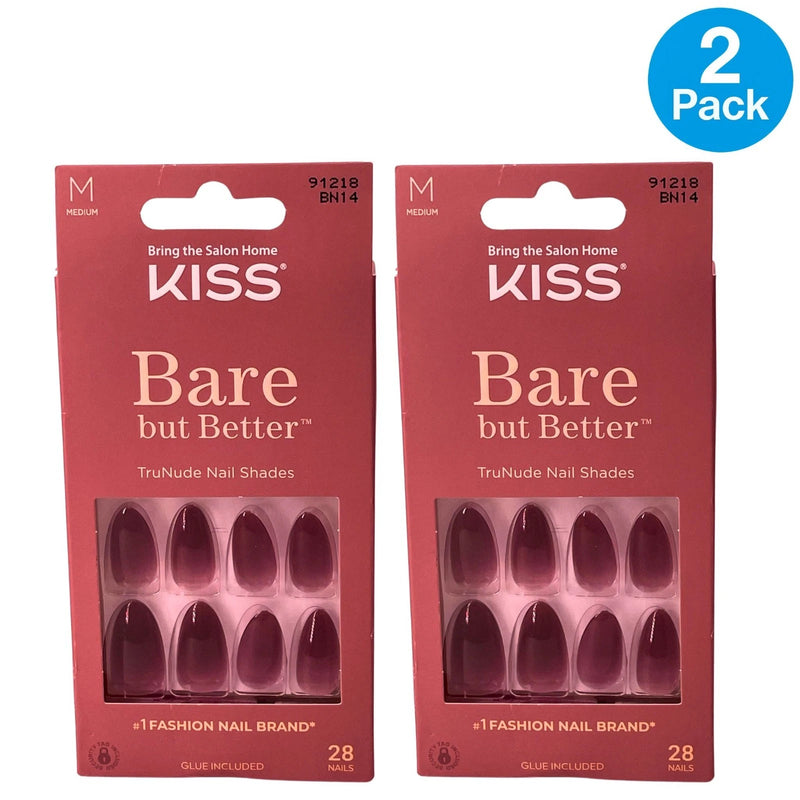 KISS Bare but Better TruNude Nail Shades BN14 Medium Almond 28ct 2 Pack