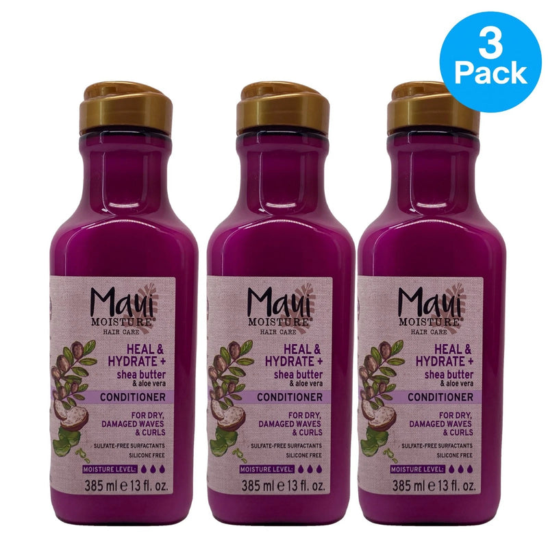Maui Moisture Heal & Hydrate Shea Butter Conditioner 13 Oz 3 Pack New