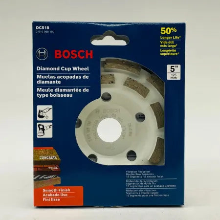 BOSCH 5 In. Double Row Segmented Diamond Cup Wheel for Concrete DC518 1