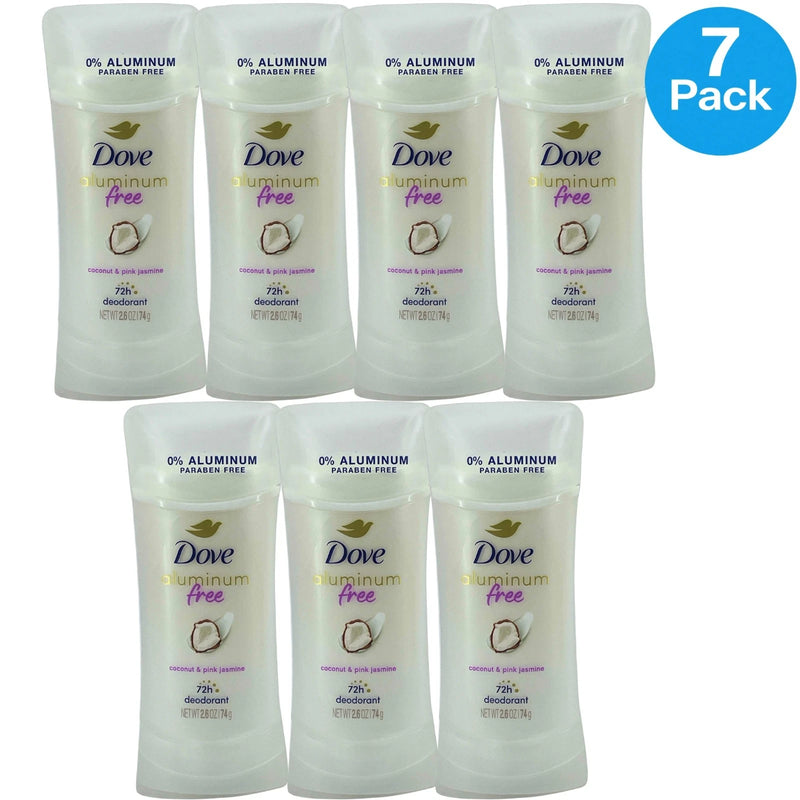 Dove Aluminum Free Deodorant Stick Coconut & Pink Jasmine 72H 2.6 Oz 7 Pack New