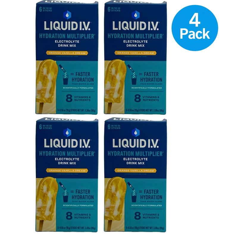 Liquid I.V. Hydration Multiplier Orange Vanilla Dream Electrolyte Mix 4 Pack New