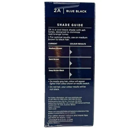 John Frieda Precision Foam Colour 2A Blue Black Permanent Hair Dye 2 Pack Bundle