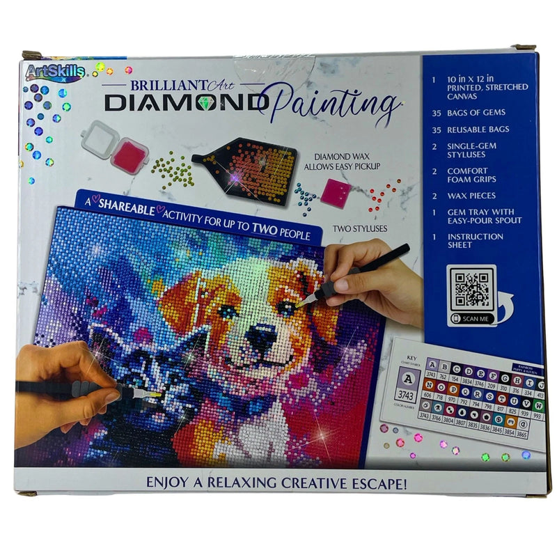 ArtSkills Brilliant Art Diamond Painting Dog & Cat Canvas Kit New