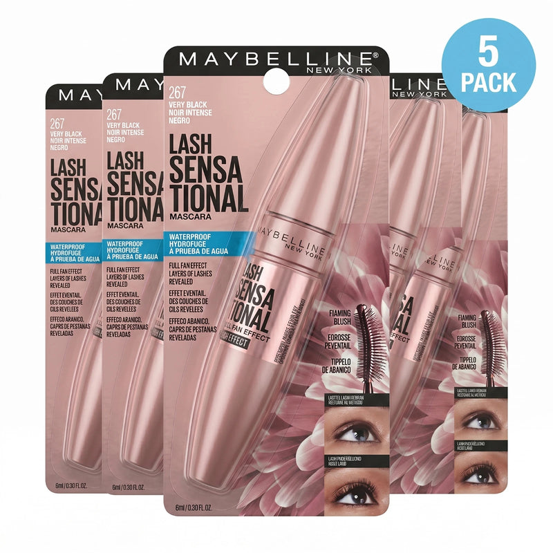 Maybelline Lash Sensational Waterproof Mascara 267 Very Black 5-Pack