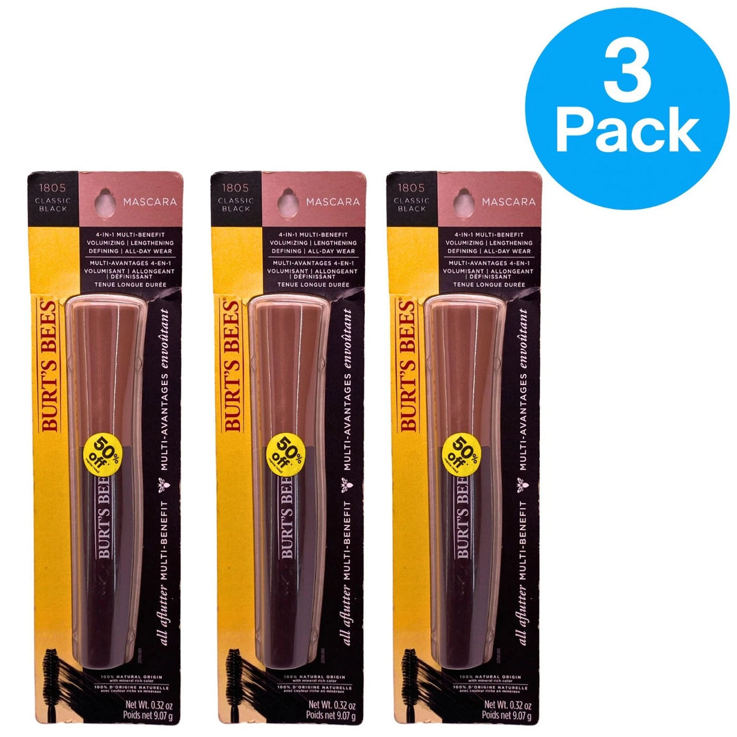 Burt's Bees All Aflutter 4-in-1 Multi-Benefit Mascara - 1805 Classic Black (3 P)