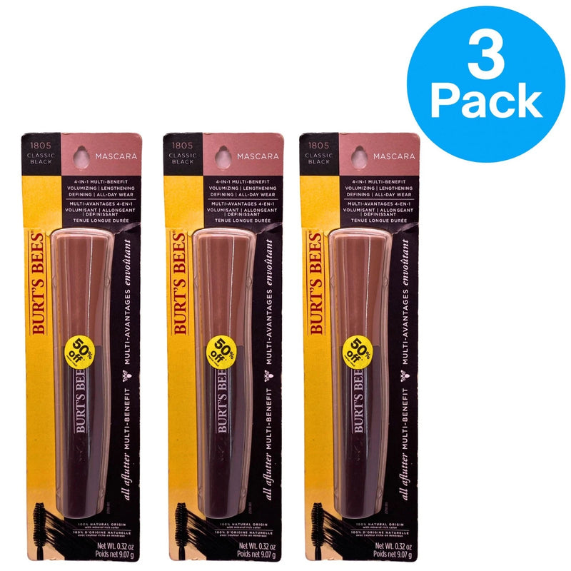 Burt's Bees All Aflutter 4-in-1 Multi-Benefit Mascara - 1805 Classic Black (3 P)