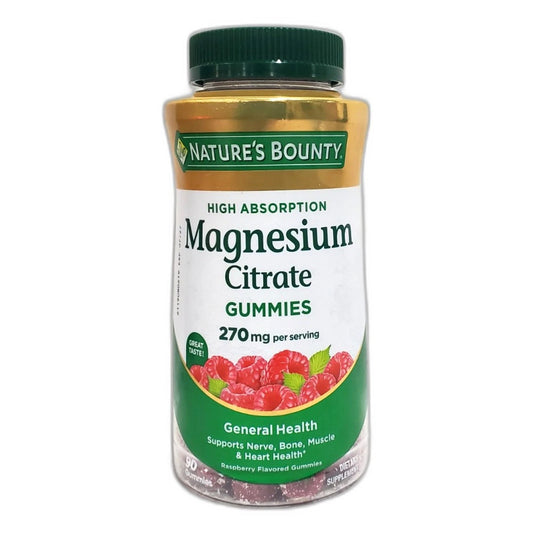 Nature's Bounty Magnesium Gummies 270mg 90 Raspberry Dietary Exp 07/27 New