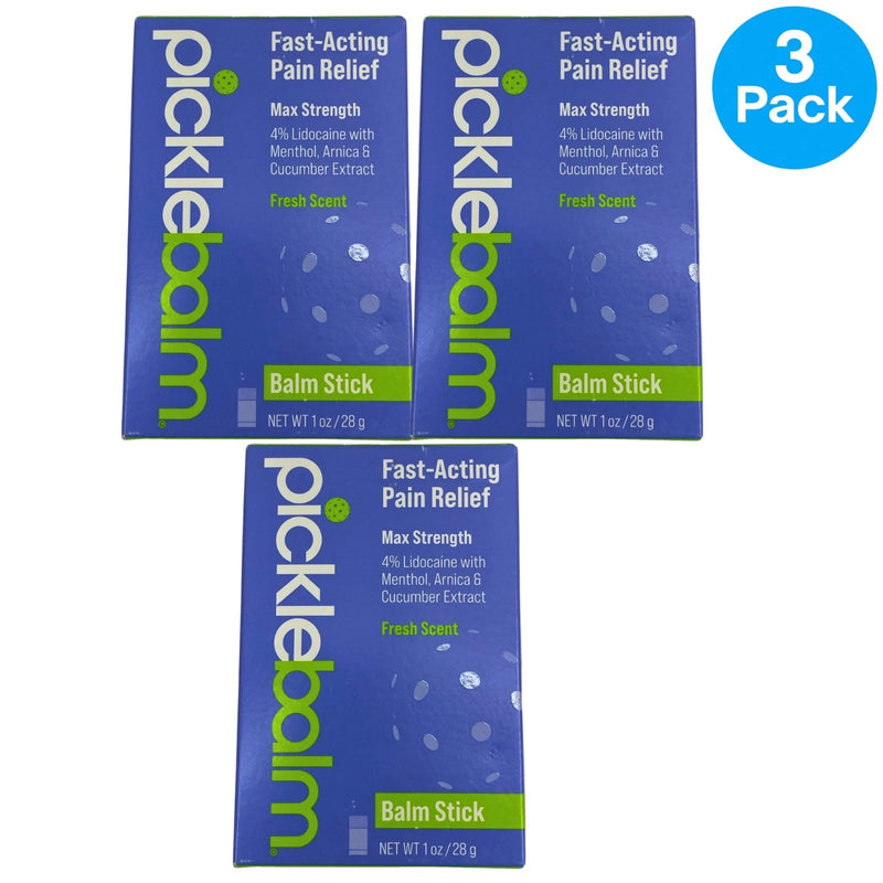 Picklebalm Fast-Acting Pain Relief Balm Stick 4% Lidocaine 1 oz Exp 05/27 3 Pack