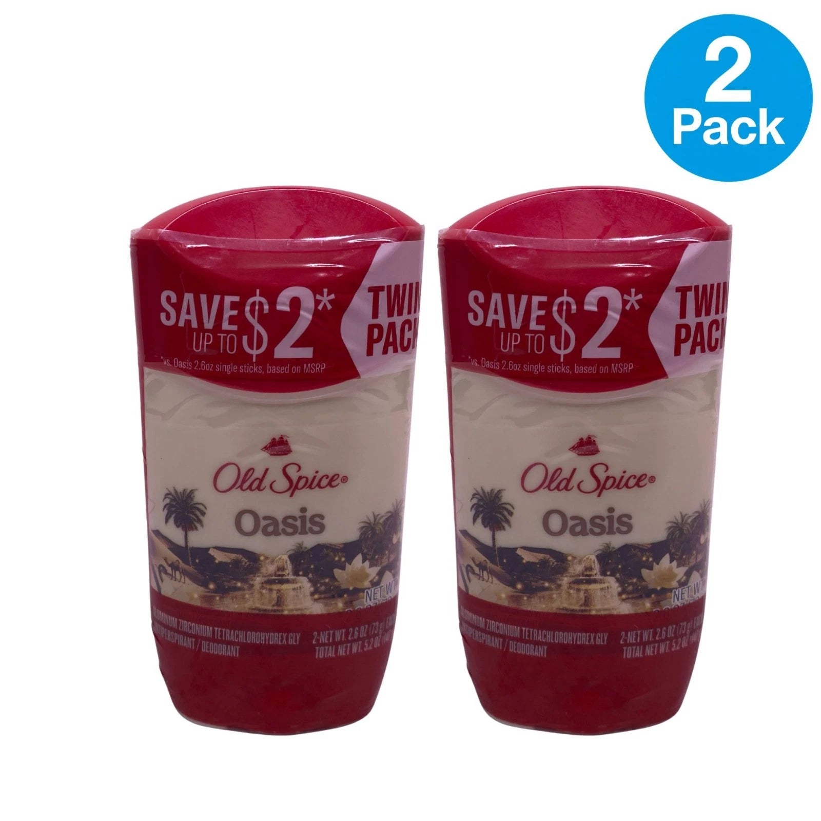 Old Spice Oasis Antiperspirant Deodorant Twin Pack 2.6 oz 2 Pack New