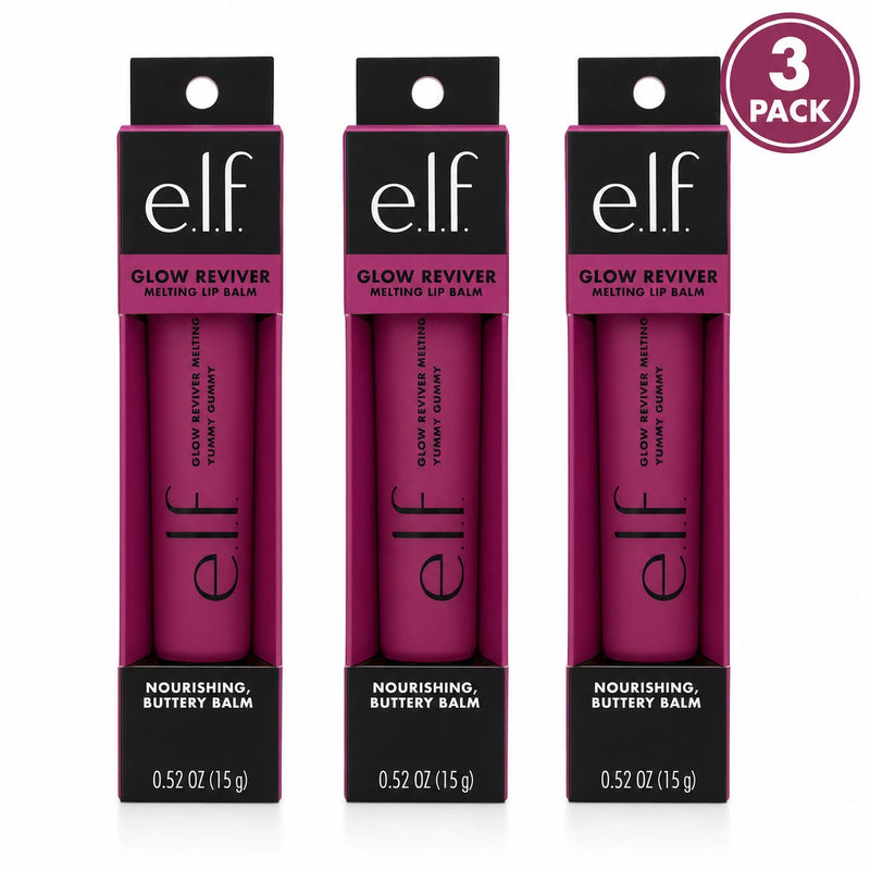 e.l.f. Glow Reviver Melting Lip Balm Yummy Gummy Nourishing 0.52 oz 3 Pack
