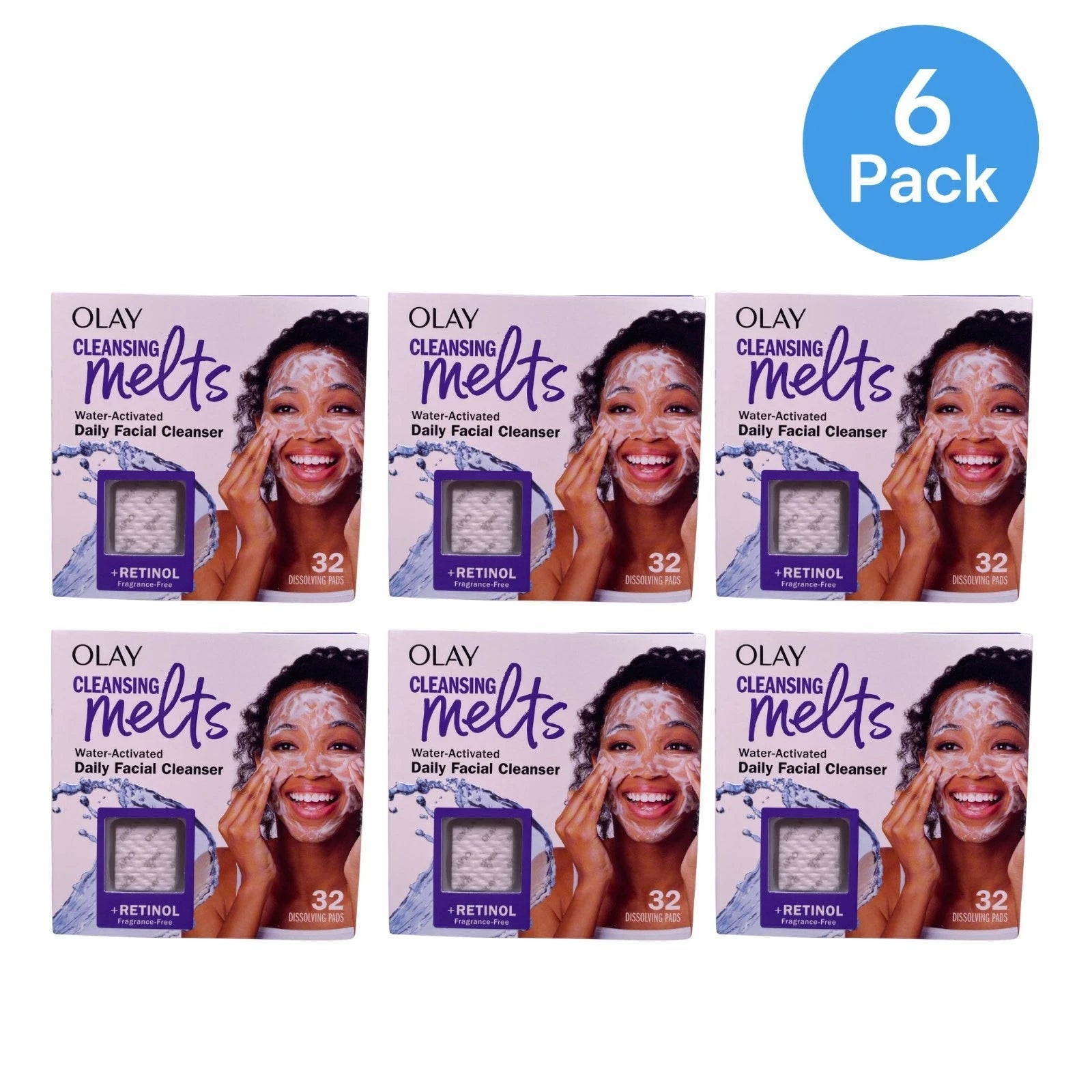 Olay Cleansing Melts Retinol Facial Cleanser 32ct 6 Pack New