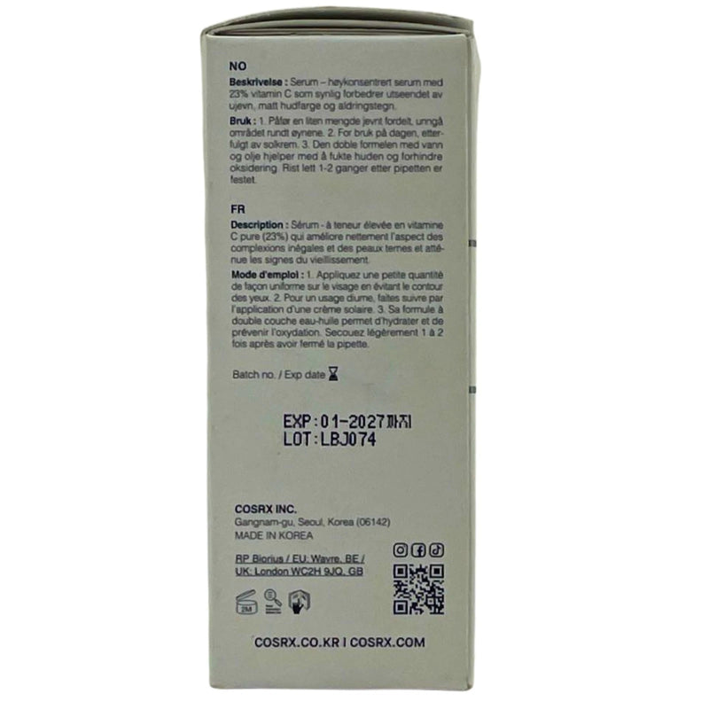 COSRX The Vitamin C 23 Serum Super Vitamin E Hyaluronic Acid 0.70 OZ 2 Pack New