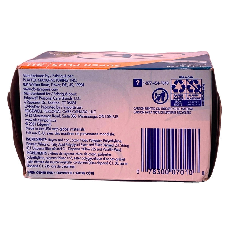 o.b. ProComfort Super Plus Tampons with Fluid-Lock - 40 ct - 2 Pack (80 Total)