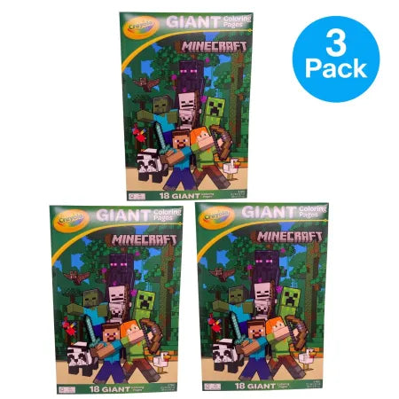 Crayola Minecraft Giant Coloring Pages Book 18 Pages Kids 3 Pack