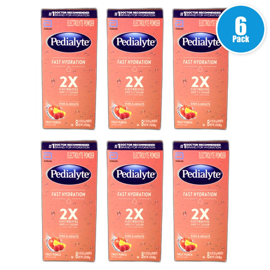 Pedialyte Fast Hydration Powder Packets Fruit Punch 8ct Exp 04/27 Pack of 6 New