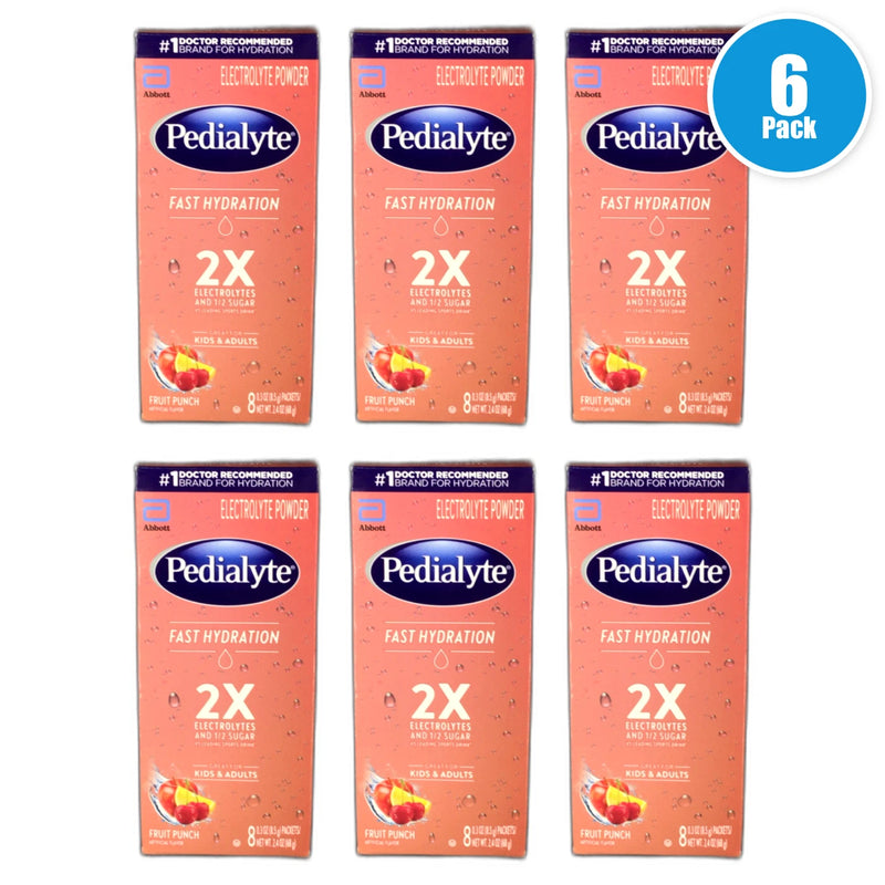 Pedialyte Fast Hydration Powder Packets Fruit Punch 8ct Exp 04/27 Pack of 6 New