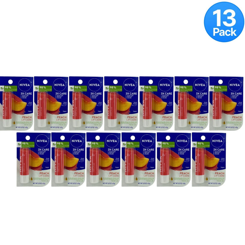 NIVEA Peach Tinted Lip Balm 0.17 oz 13 Pack New