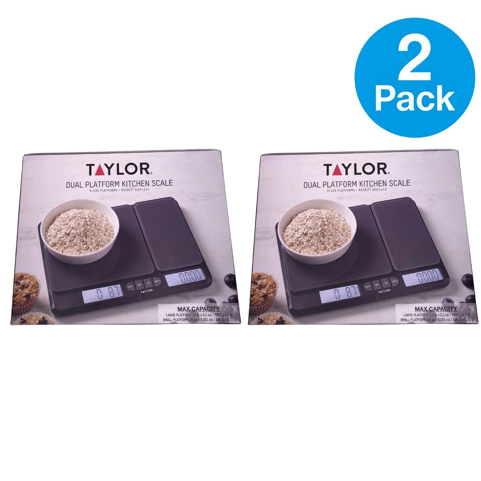 Taylor Dual Platform Kitchen Scale Glass Digital 2 Pack New